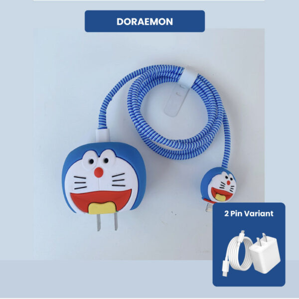 2 Pin Protector - 4 in 1 iphone charger and cable cover - Doraemon