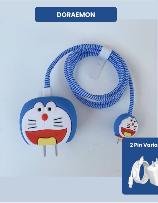2 Pin Protector - 4 in 1 iphone charger and cable cover - Doraemon