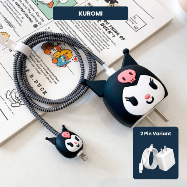 2 Pin Protector - 4 in 1 iphone charger and cable cover - Kuromi