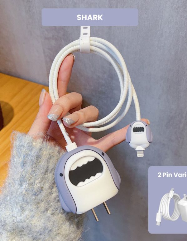 2 Pin Protector - 4 in 1 iphone charger and cable cover - Shark
