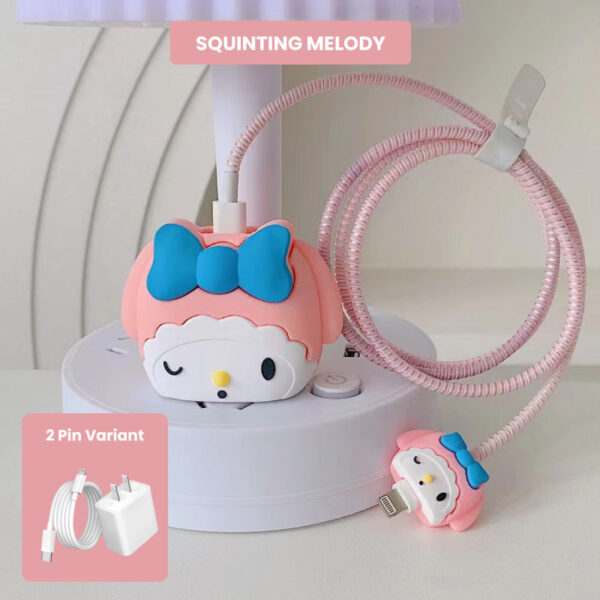 2 Pin Protector - 4 in 1 iphone charger and cable cover - Squinting Melody