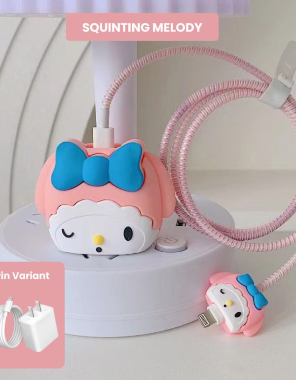 2 Pin Protector - 4 in 1 iphone charger and cable cover - Squinting Melody