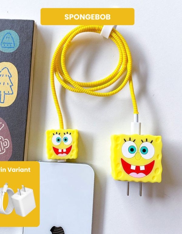 2 Pin Protector - 4 in 1 iphone charger and cable cover - SpongeBob