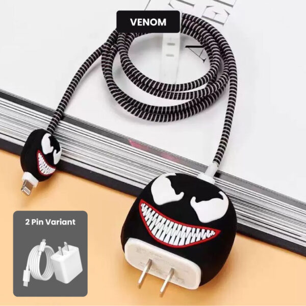 2 Pin Protector - 4 in 1 iphone charger and cable cover - Venom