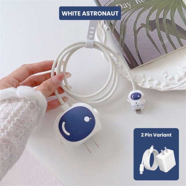 2 Pin Protector - 4 in 1 iphone charger and cable cover - Astronaut White