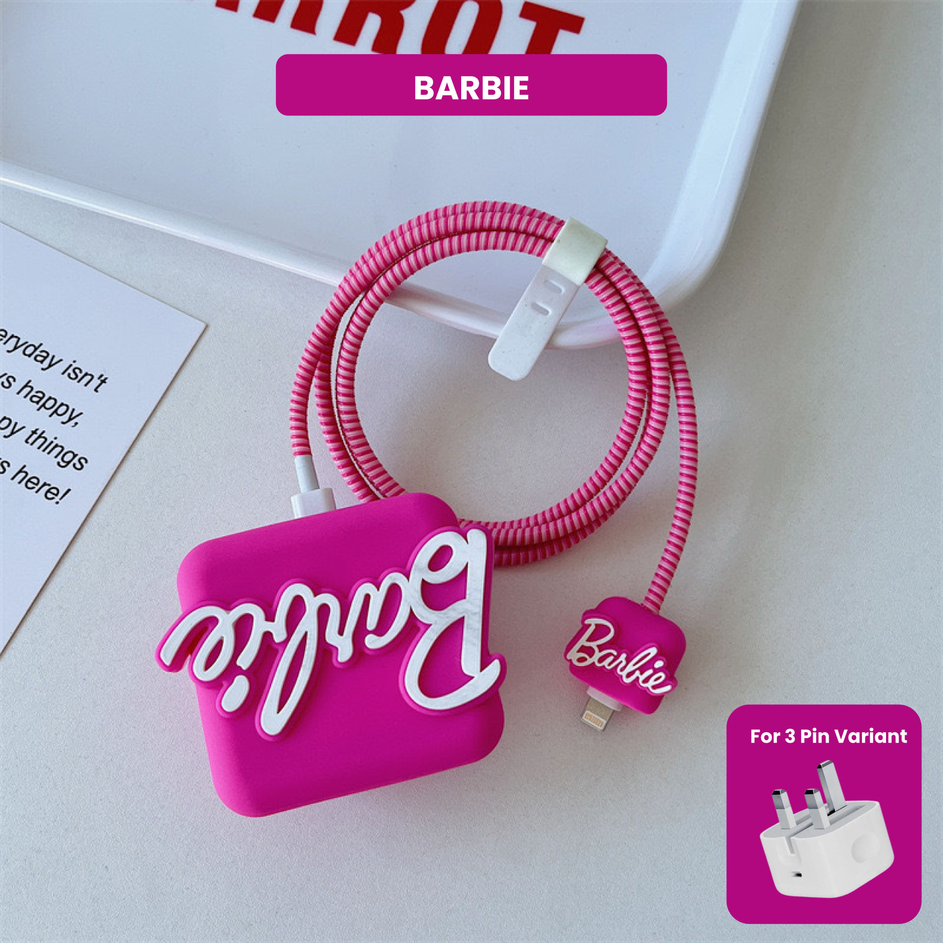 BARBIE 3 pin Protector - iphone 20 Watts charger and cable protector - BARBIE - Image 1