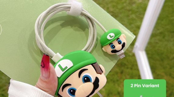 2 Pin Protector - 4 in 1 iphone charger and cable cover - Green Mario