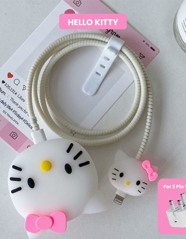 3 pin Protector - iphone 20 Watts charger and cable protector - Hello Kitty