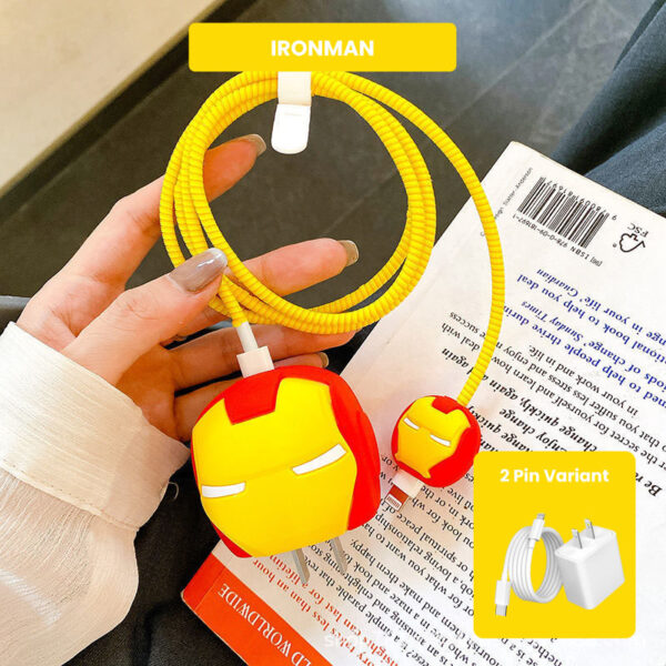 2 Pin Protector - 4 in 1 iphone charger and cable cover - Ironman