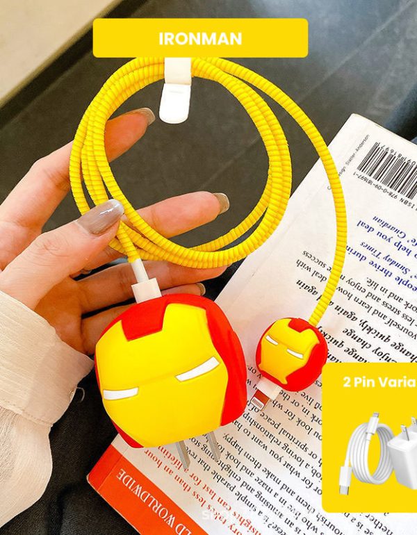 2 Pin Protector - 4 in 1 iphone charger and cable cover - Ironman
