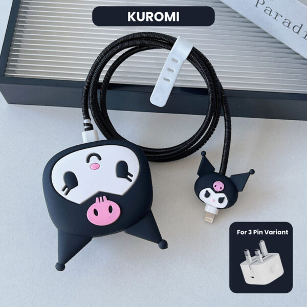 3 pin Protector - iphone 20 Watts charger and cable protector - Kuromi