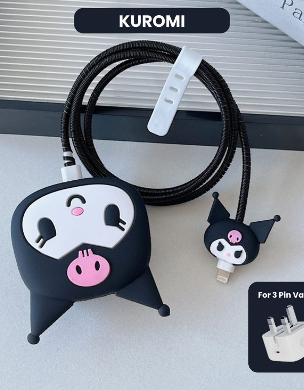 3 pin Protector - iphone 20 Watts charger and cable protector - Kuromi