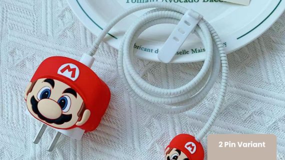 2 Pin Protector - 4 in 1 iphone charger and cable cover - Red Mario