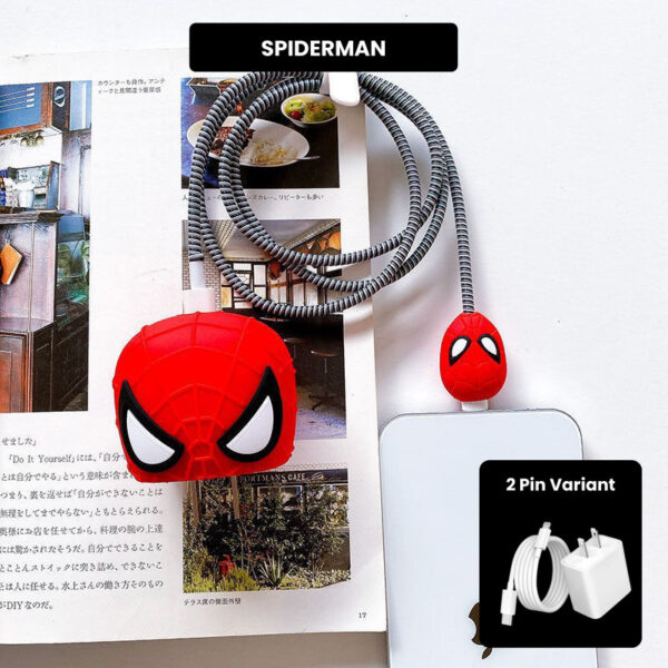 2 Pin Protector - 4 in 1 iphone charger and cable cover - Spiderman