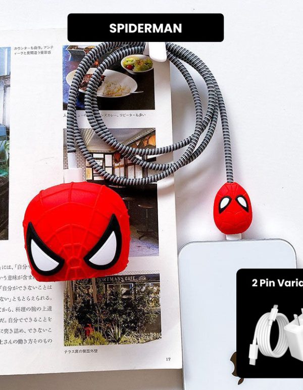 2 Pin Protector - 4 in 1 iphone charger and cable cover - Spiderman