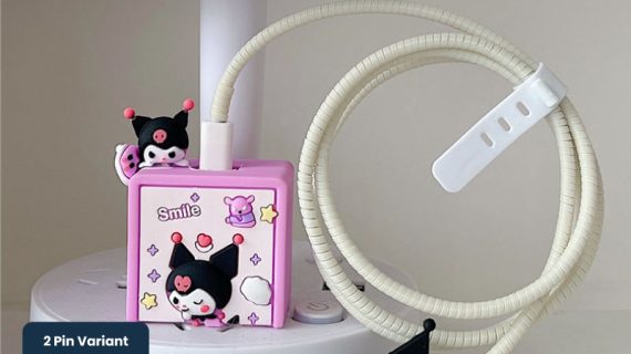 2 Pin Protector - 4 in 1 iphone charger and cable cover - Square Kuromi