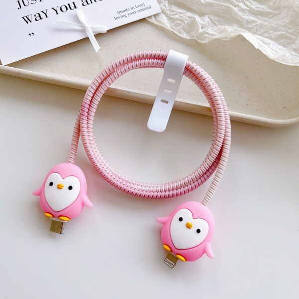 Cable Protector Set - Pink Penguin