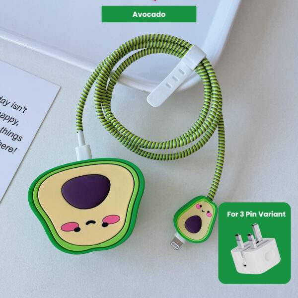 3 pin Protector - iphone 20 Watts charger and cable protector - Avocado