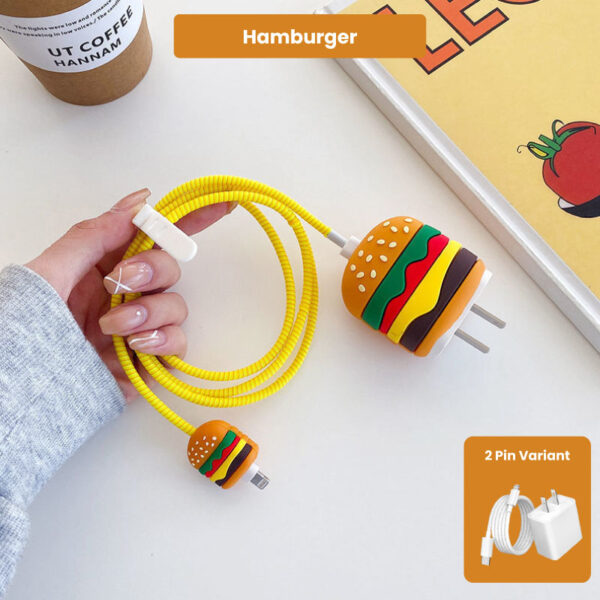 2 Pin Protector - 4 in 1 iphone charger and cable cover - Hamburger