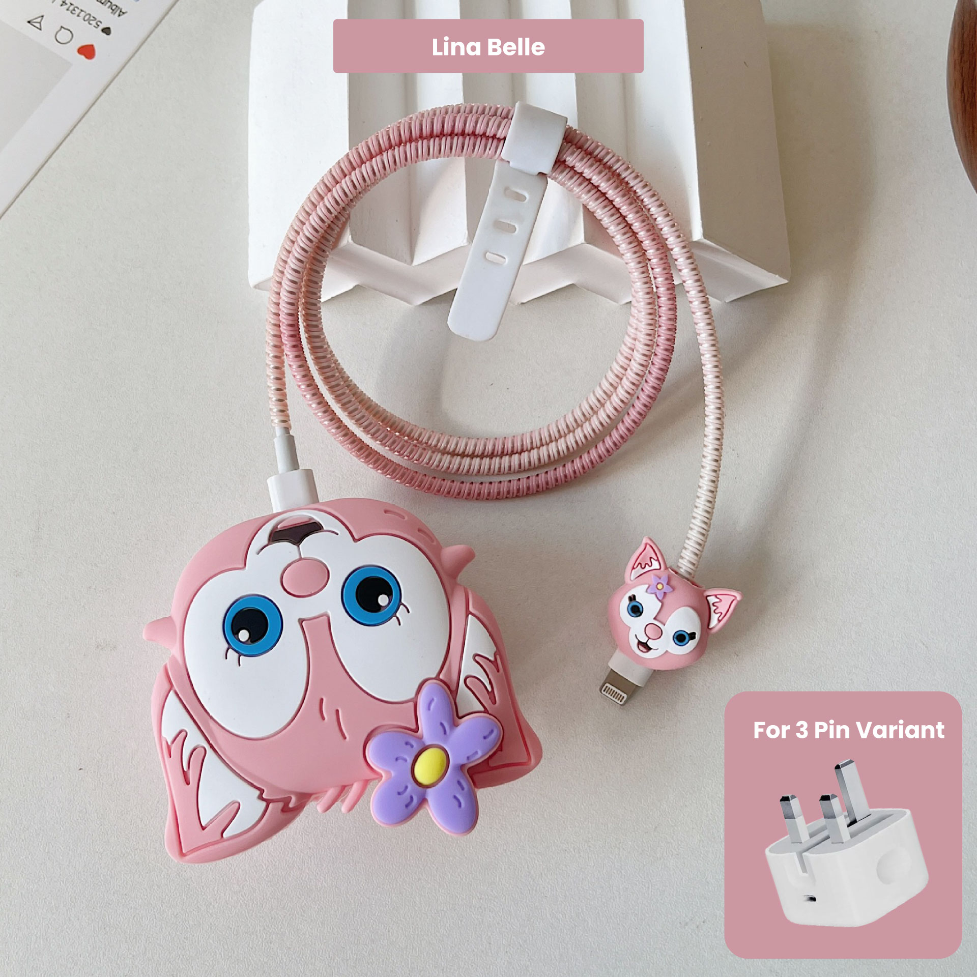 linabelle 3 pin Protector - iphone 20 Watts charger and cable protector - Lina Belle - Image 1