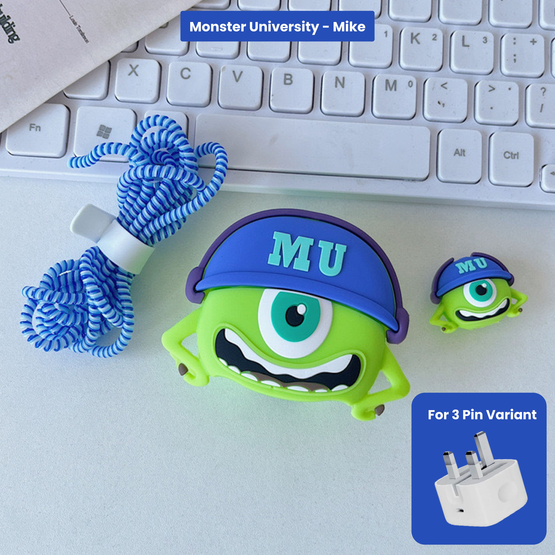 monsteruniversity-mike 3 pin Protector - iphone 20 Watts charger and cable protector - Monster University - Mike - Image 1