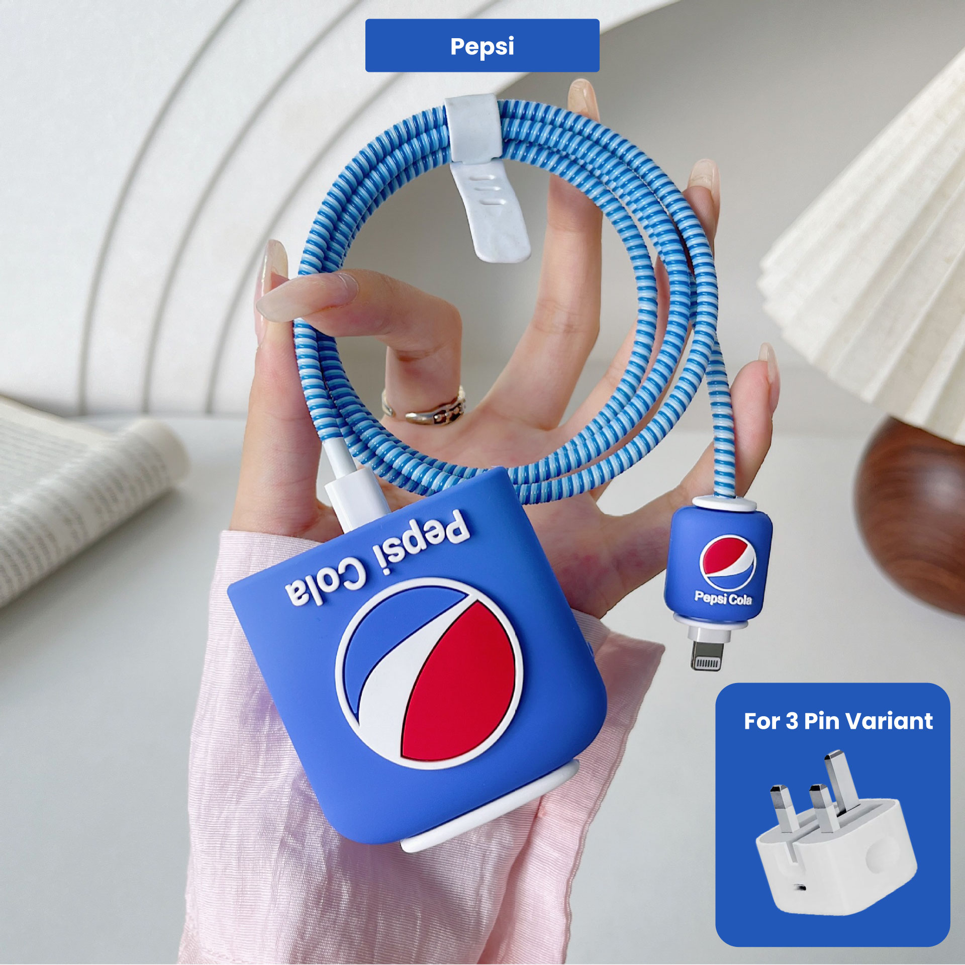 pepsi 3 pin Protector - iphone 20 Watts charger and cable protector - Pepsi - Image 1
