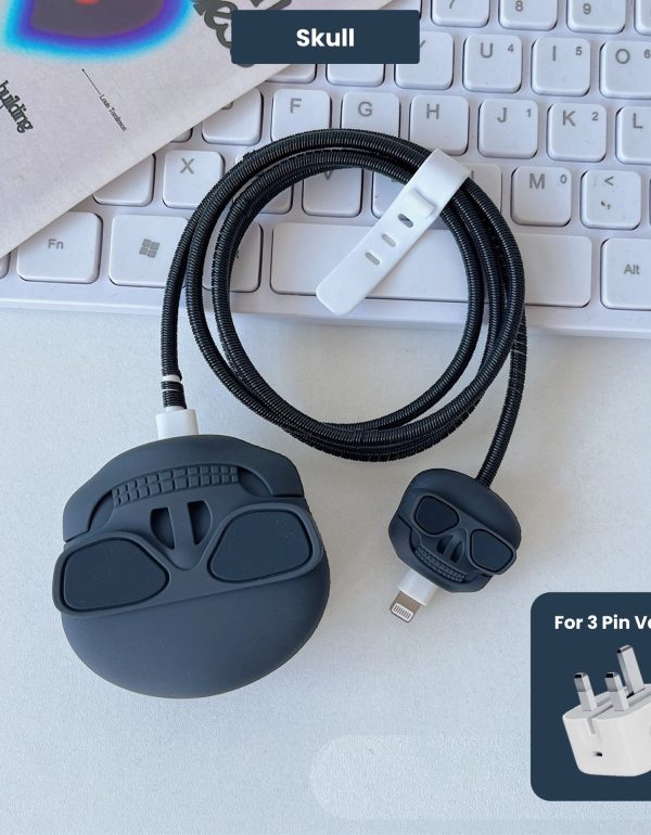 3 pin Protector - iphone 20 Watts charger and cable protector - Skull