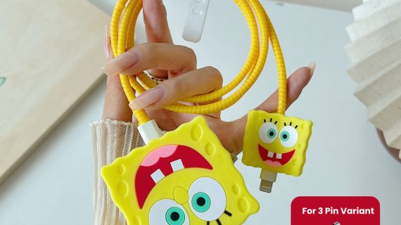 3 pin Protector - iphone 20 Watts charger and cable protector - Spongebob