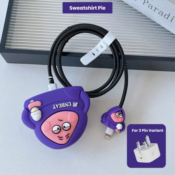 3 pin Protector - iphone 20 Watts charger and cable protector - Sweatshirt Pie