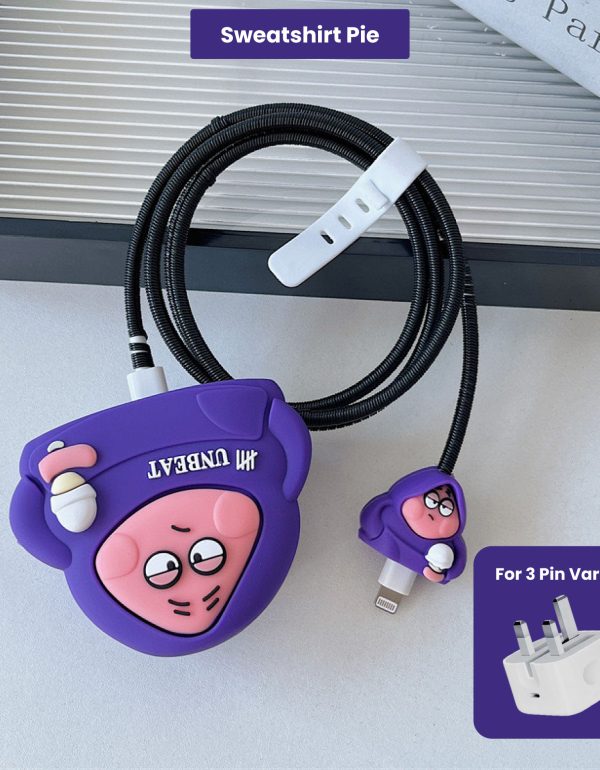 3 pin Protector - iphone 20 Watts charger and cable protector - Sweatshirt Pie
