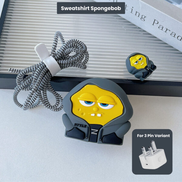 3 pin Protector - iphone 20 Watts charger and cable protector - Sweatshirt Spongebob