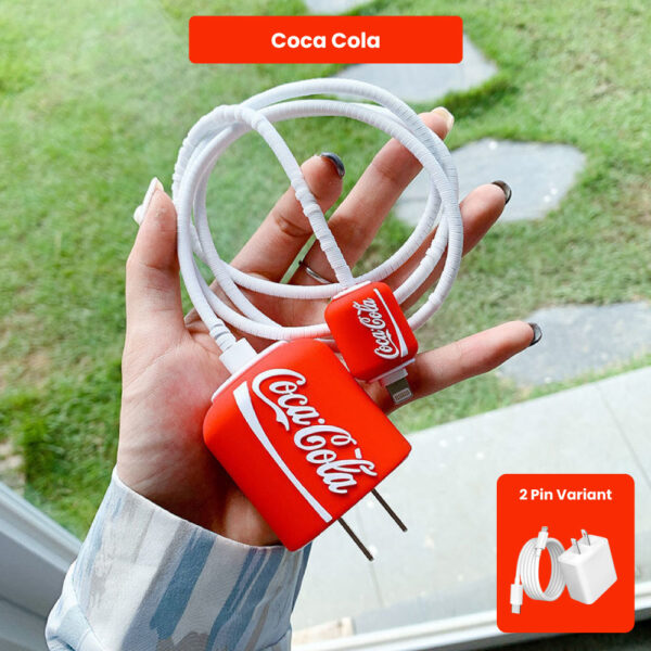 2 Pin Protector - 4 in 1 iphone charger and cable cover - Coca Cola
