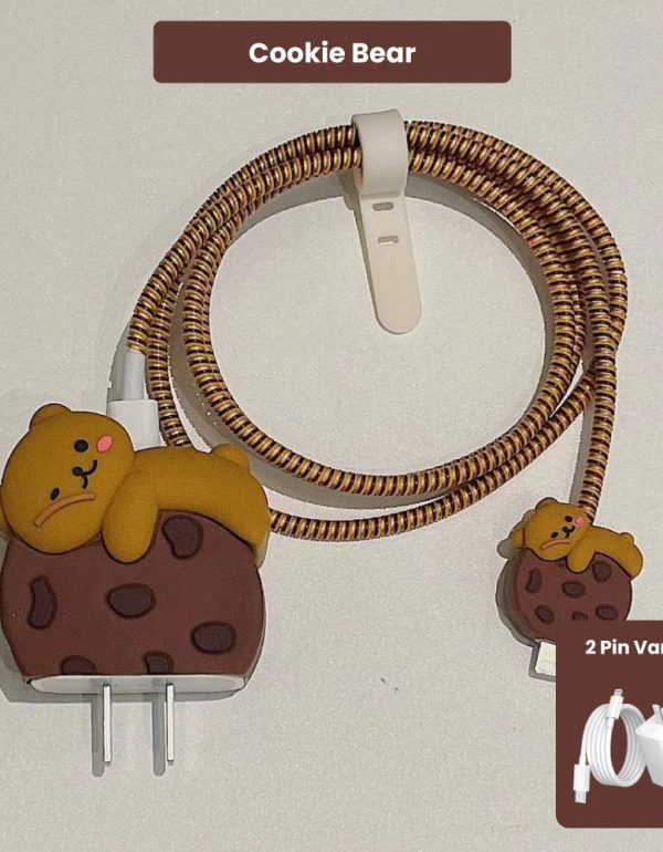 2 Pin Protector - 4 in 1 iphone charger and cable cover - Cookie Bear