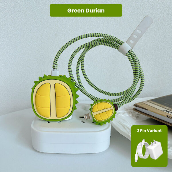 2 Pin Protector - 4 in 1 iphone charger and cable cover - Green Durain