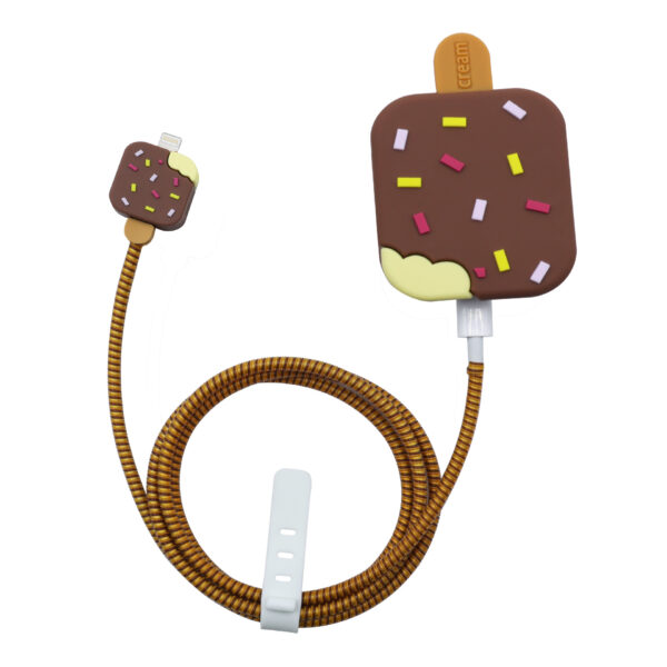 3 pin Protector - iphone 20 Watts charger and cable protector - Chocolate Ice Cream