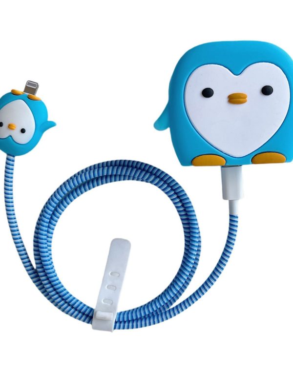 3 pin Protector - iphone 20 Watts charger and cable protector - Blue Penguin