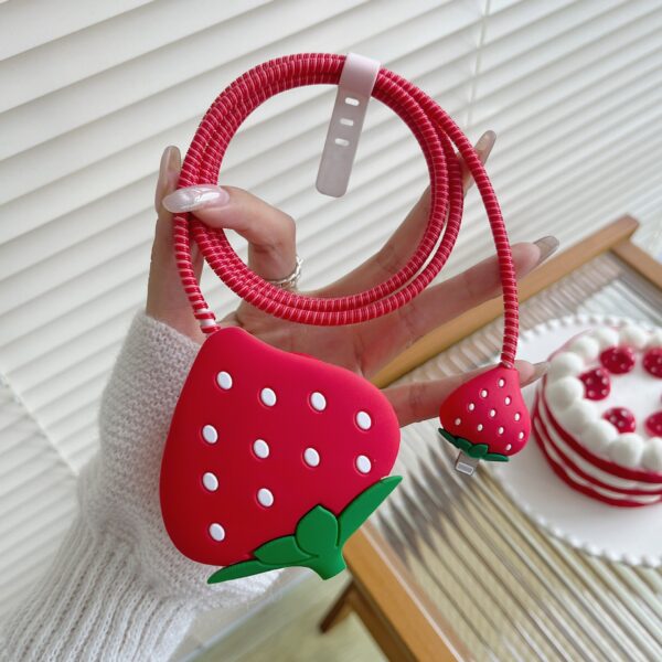 3 pin Protector - iphone 20 Watts charger and cable protector - Strawberry