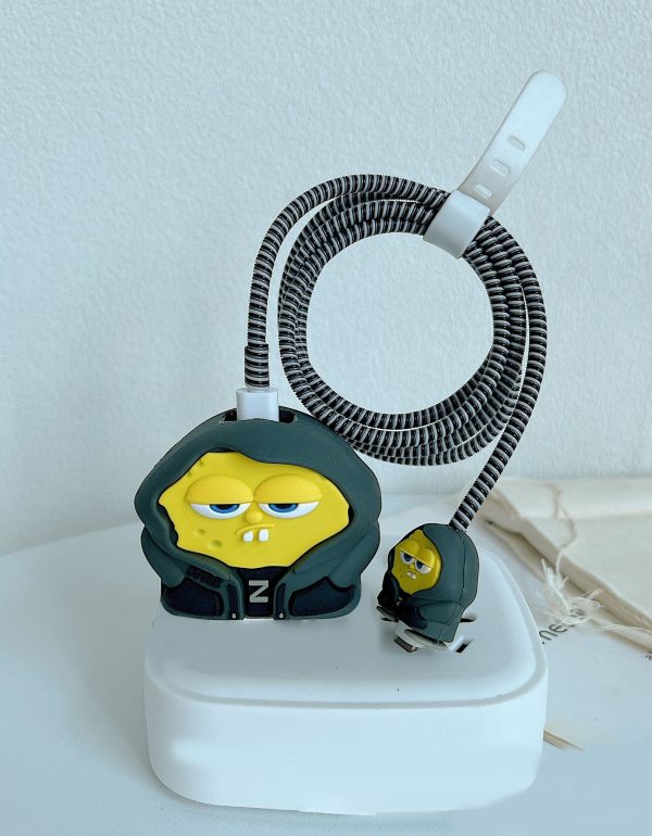 2 Pin Protector - 4 in 1 iphone charger and cable cover - Sweatshirt Spongebob