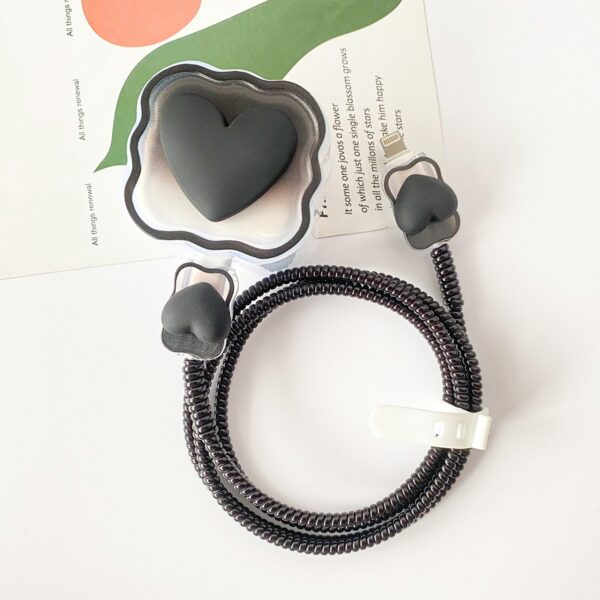 3 Pin Premium - iPhone 20W Charger Cover 5 Piece Set - Black Heart
