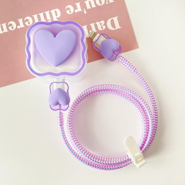 3 Pin Premium - iPhone 20W Charger Cover 5 Piece Set - Lavender Love