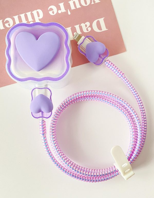 3 Pin Premium - iPhone 20W Charger Cover 5 Piece Set - Lavender Love
