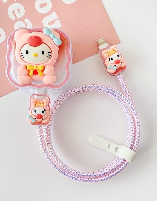 3 Pin Premium - iPhone Charger Cover 5 Piece Set - Sweatshirt Hello Kitty