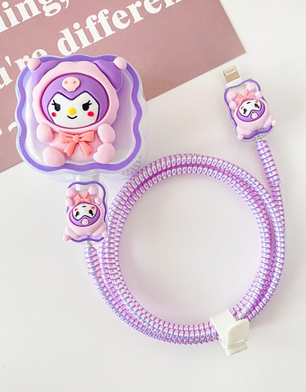 3 Pin Premium - iPhone Charger Cover 5 Piece Set - Sweatshirt Kuromi