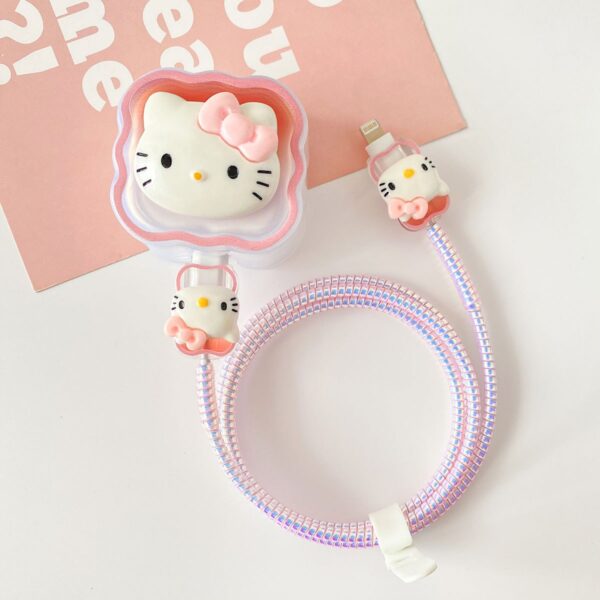 3 Pin Premium - iPhone 20W Charger Cover 5 Piece Set - Hello Kitty White