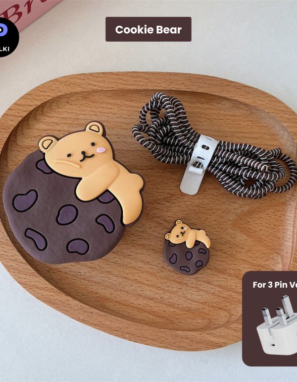 3 pin Protector - iphone 20 Watts charger and cable protector - Cookie Bear
