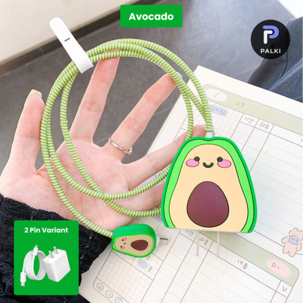 2 Pin Protector - 4 in 1 iphone charger and cable cover - Avocado