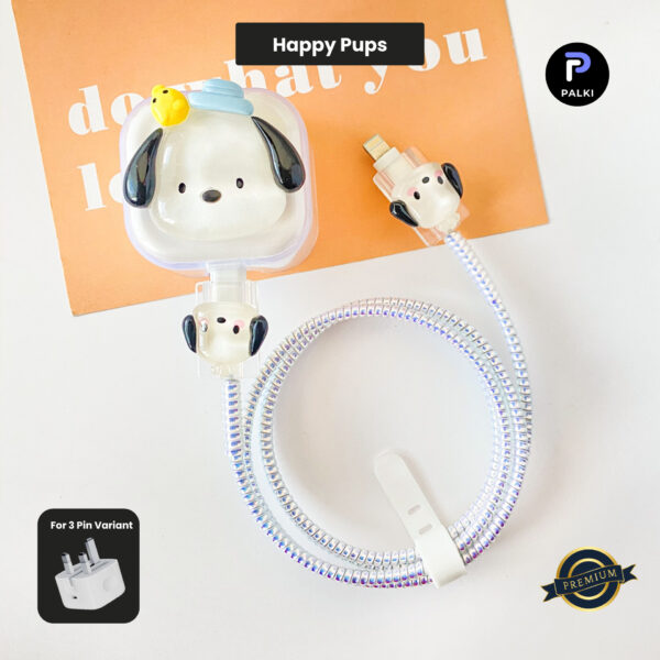3 Pin Premium - iPhone 20W Charger Cover 5 Piece Set - Happy Pups