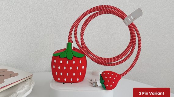 2 Pin Protector - 4 in 1 iphone charger and cable cover - Strawberry