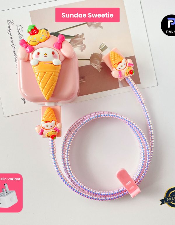 3 Pin Premium - iPhone 20W Charger Cover 5 Piece Set - Sundae Sweetie