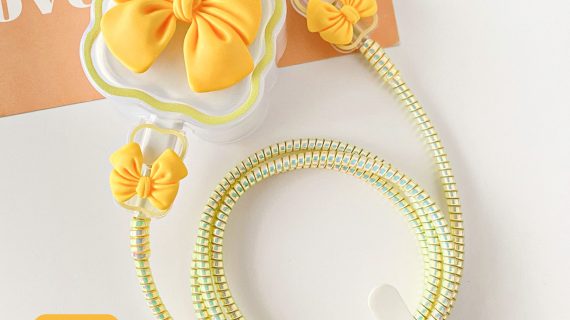 3 Pin Premium - iPhone Charger Cover 5 Piece Set - Sunshine Bow